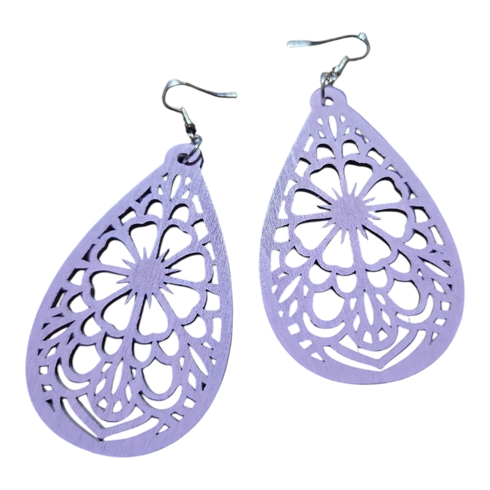 Purple Teardrop Cutout Earrings